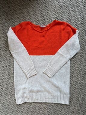GAP Orange and Cream Colorblock Crewneck Sweater